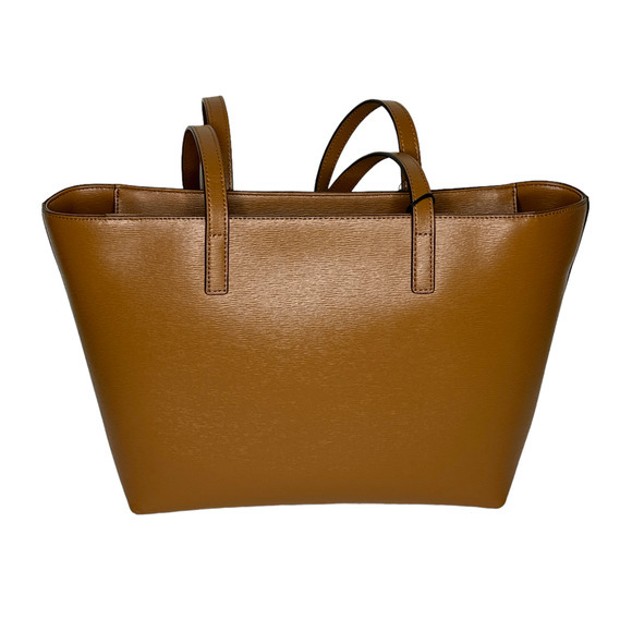 DKNY Tote Bag Satchel Handbag Purse Faux Leather Charm Brown Medium Brown NWT - Picture 2 of 8